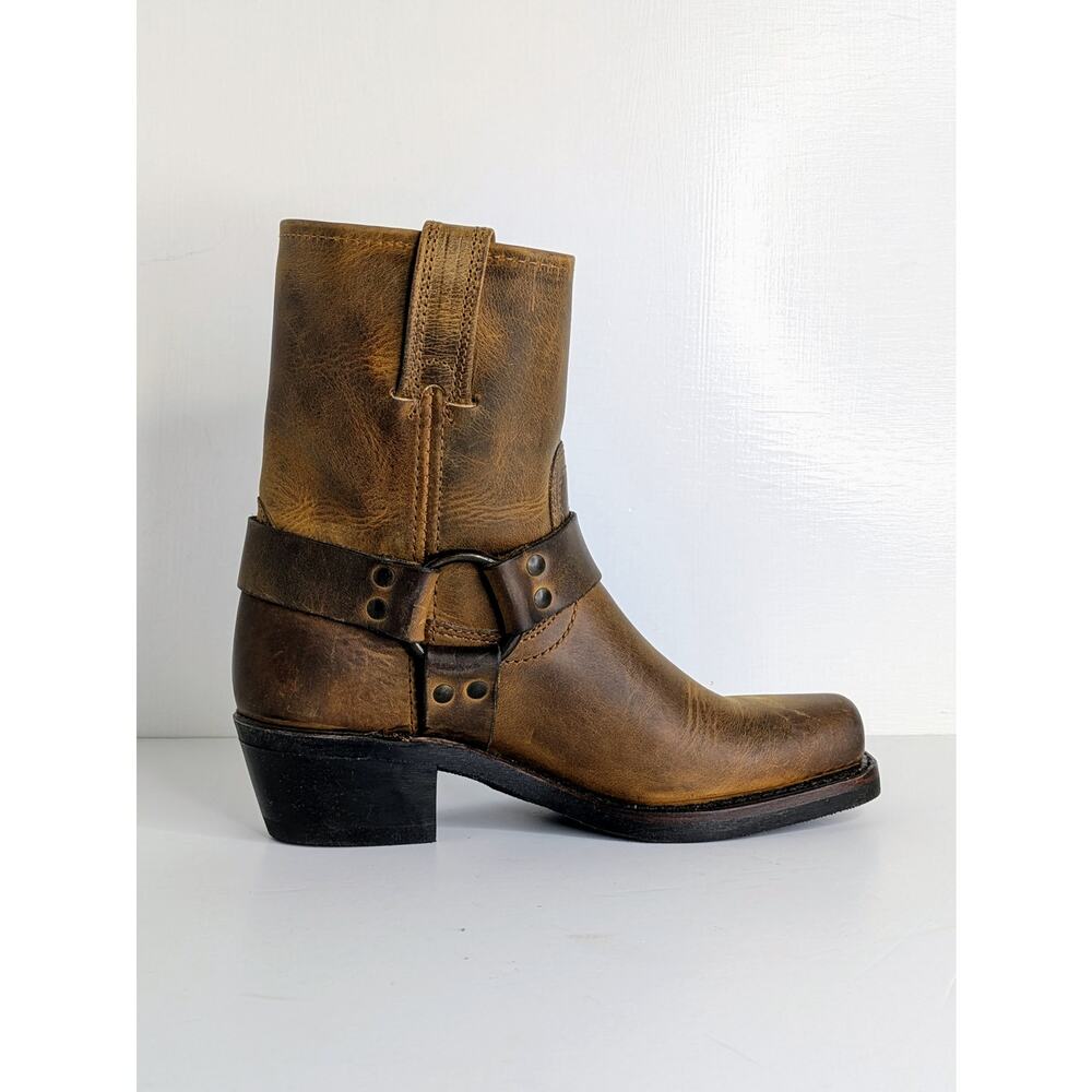 Frye Harness 8R Boots 6.5 Dark Brown Leather Ankle NWT Box 77455 Cognac DBN VGC - Picture 10 of 14